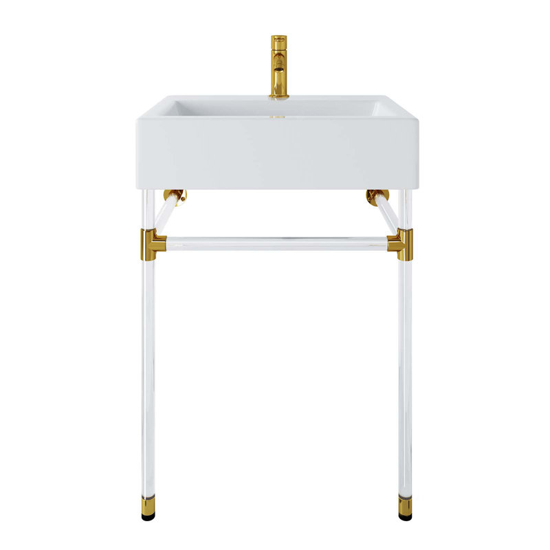 Modway Redeem 24" Acrylic Wall-Mount Bathroom Vanity, Clear