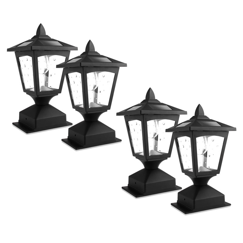 Paquet de 4 lumières de poteau de poteau solaire pour clôture de bois 4x4 6x6