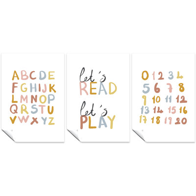 Let's Read, Let's Play Alphabet, And Numbers - 3 Piece No Frame Print Set