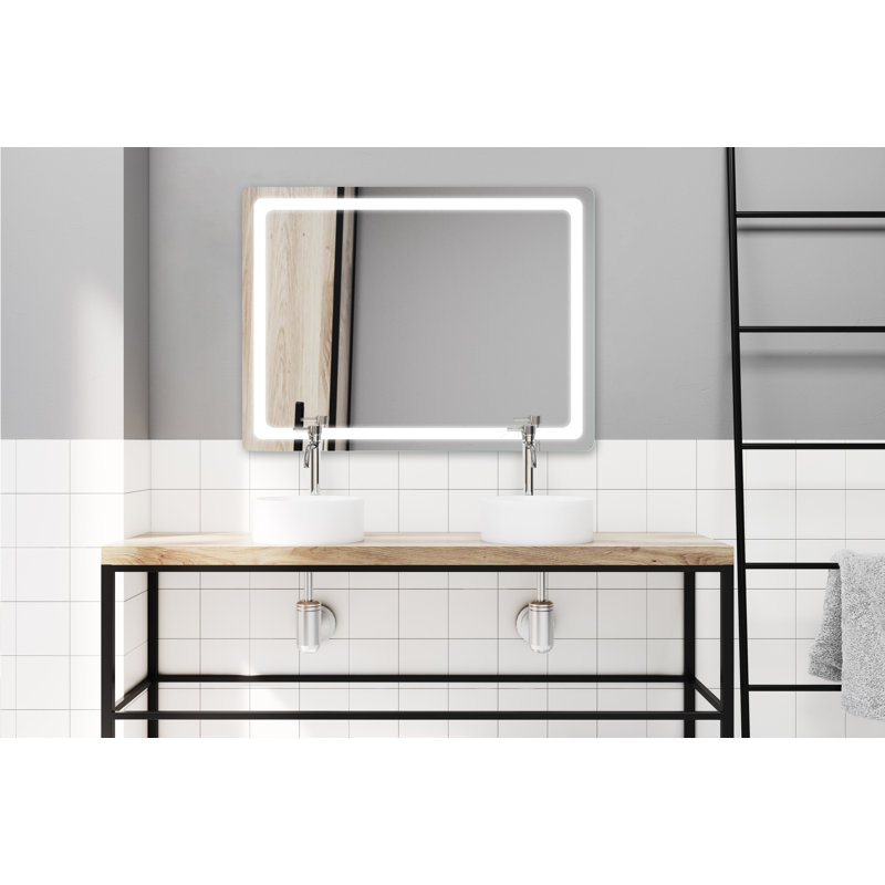Miroir de meuble-lavabo mural moderne et contemporain à DEL Porphyrion, l 48 po x H 36 po