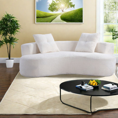Comfortable Cream White 3-Seater Sofas, Upholstered Modern Style for Living Room