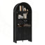 Bibliothèque de 71 pouces de hauteur avec plateau arqué et armoire de rangement, parfaite pour un décor rustique et un rangement polyvalent