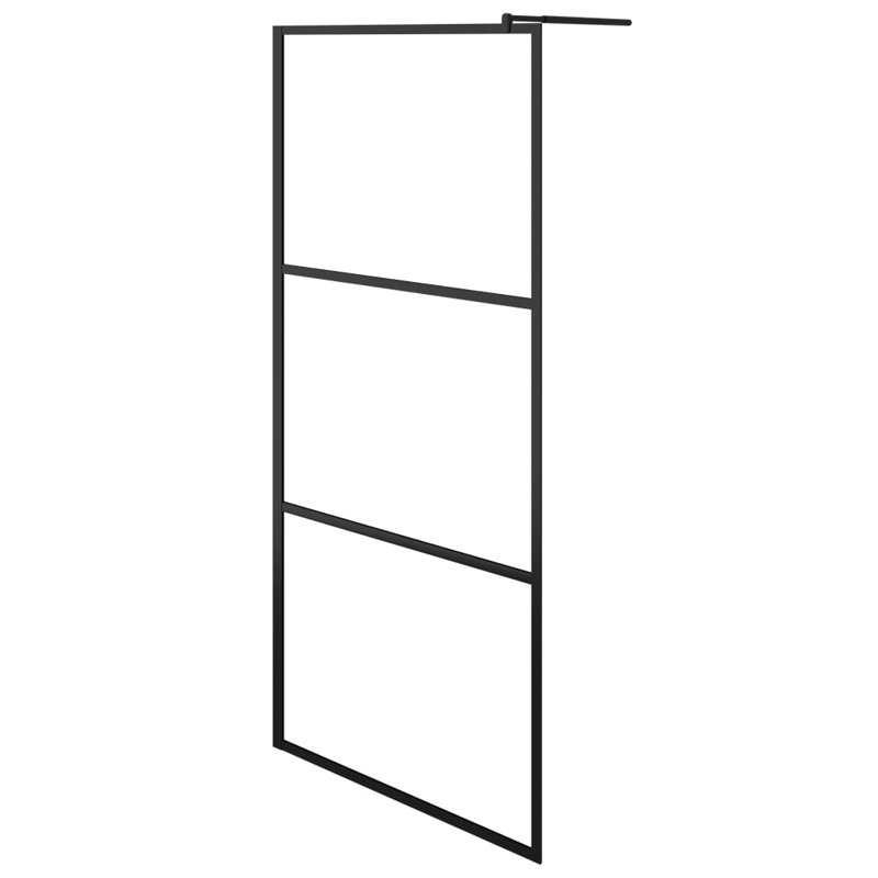 VidaXL Walk-in Shower Wall with Clear ESG Glass Black 35.4" x 76.8"