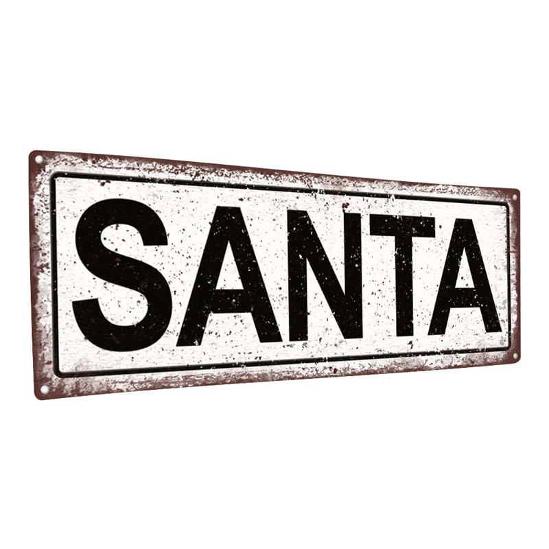 Enseigne de père Noël en métal, H 5,75 po x l 15,5 po x P 0,04 po