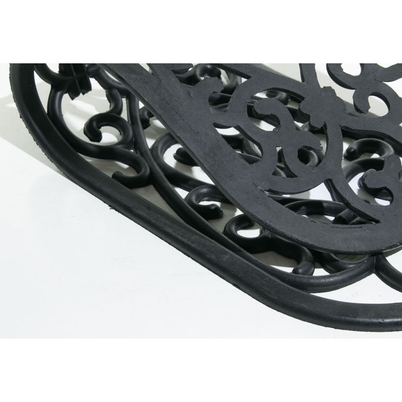 Ondulation elliptique de 30 po x 10 po tapis de porte extérieur antidérapant Needville, Ovale 10 po x 2 pi 6 po