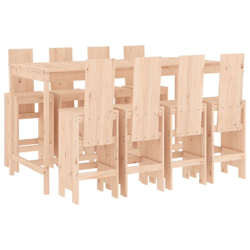 Aundreah Brayden Studio Bar Set with Wood Frame and Solid Wood Outer Material, Brown
