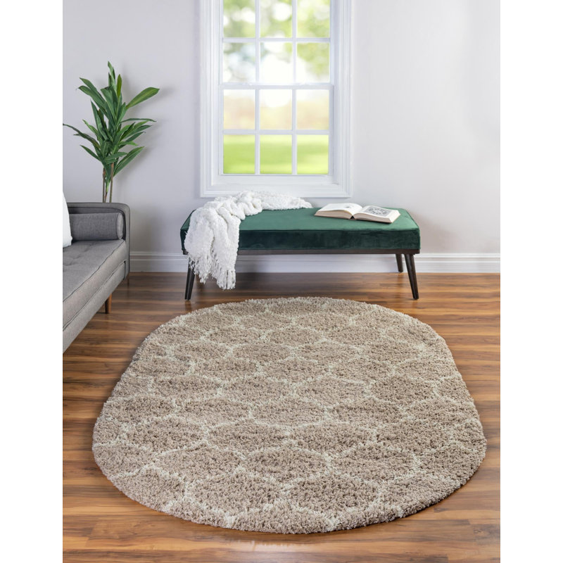 Geometric Indoor Rug, Oval 5'3" x 8'