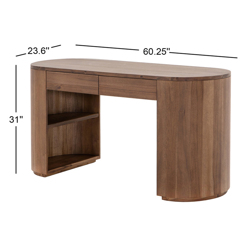 Pilar Solid Wood Writing Desk, Caramel Brown
