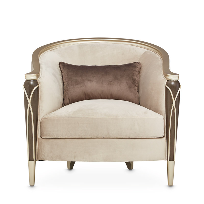 Villa Cherie 35'' Wide Barrel Chair, Porcini Velvet