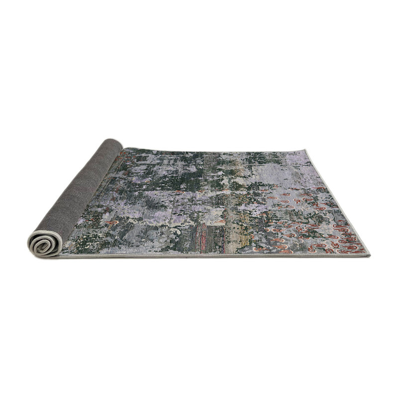 Tapis abstrait vert / gris, Rond 3 pi