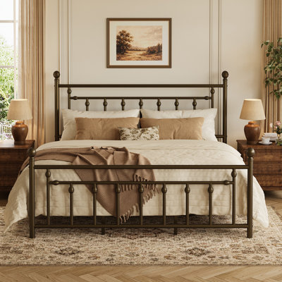 Edsall Metal Platform Bed with Slatted Headboard and Footboard