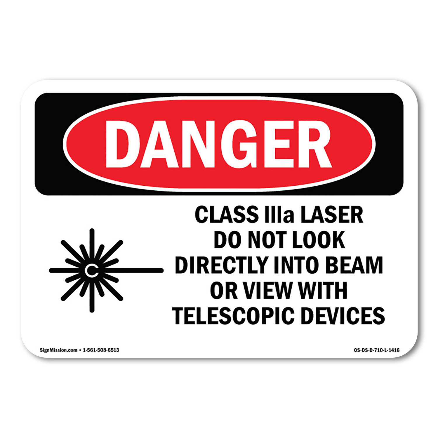 SignMission Class IIIa Laser Do Not Look Into Beam Decal 5" X 3.5 ...
