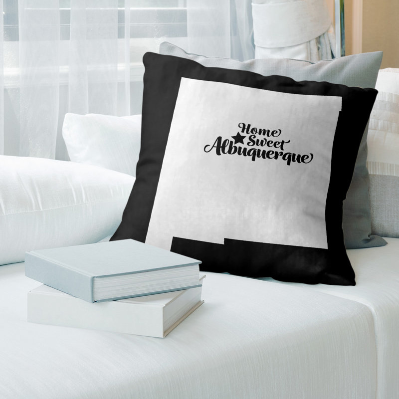 Housse de coussin new jersey newark, 18 po x 18 po, Albuquerque / Nouveau-Mexique, Noir