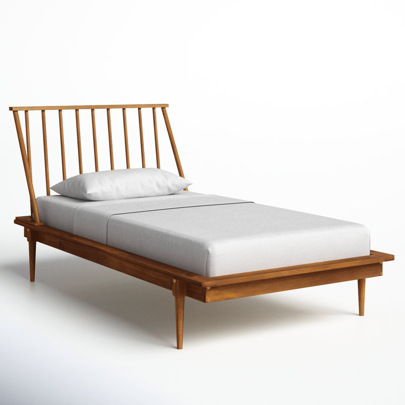 Henline Solid Wood Platform Spindle Bed, Twin, Caramel