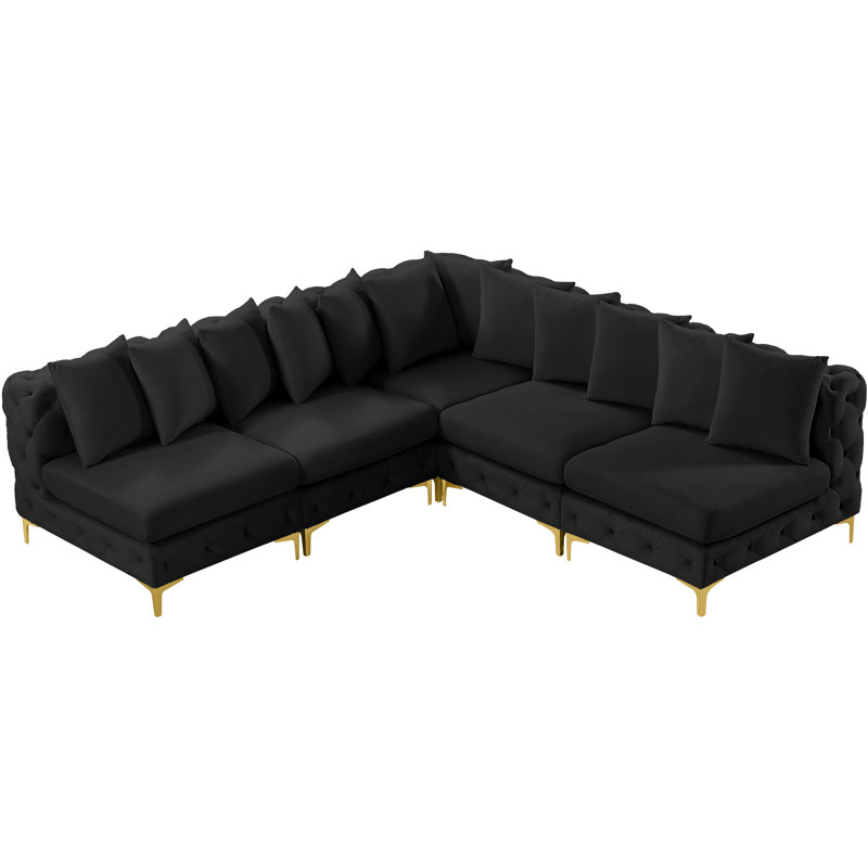 Canapé modulaire en velours 99 po, Velours noir