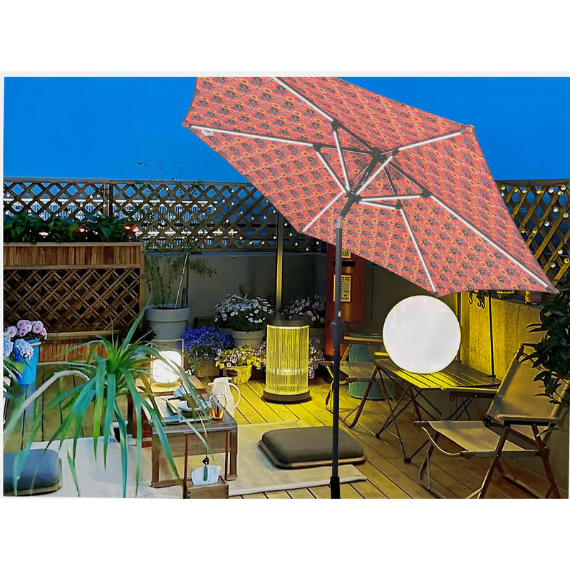 Parasol 9 pi avec motif clair + cyan, Orange