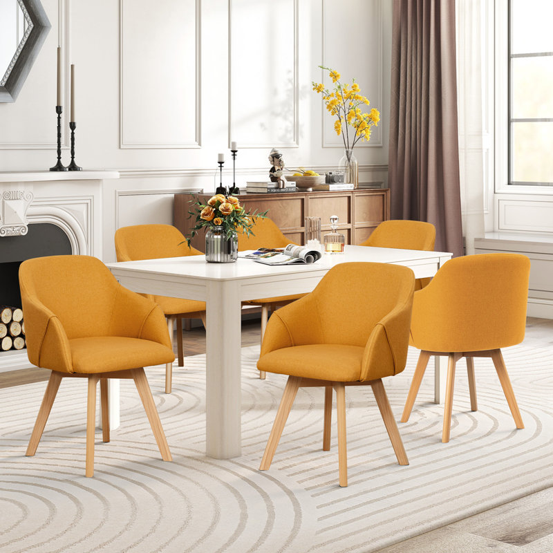 Swivel Linen Modern Upholstered Back Dining & Side Chair, Yellow
