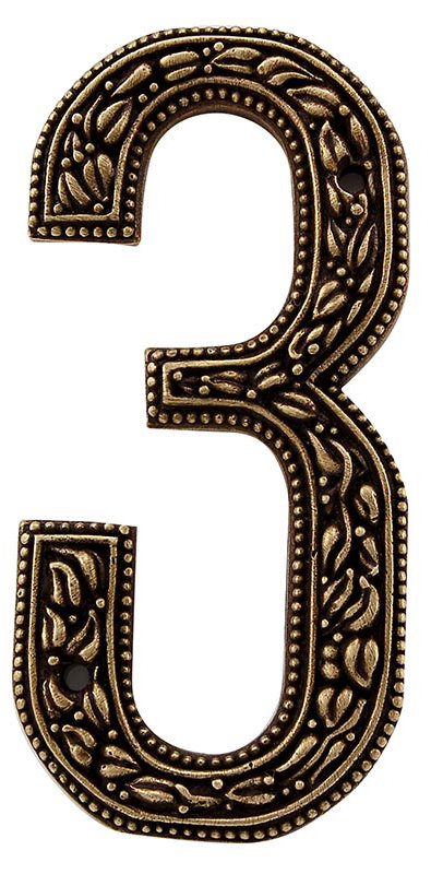 5 po. Numéro de maison San Michele, Laiton antique, 3