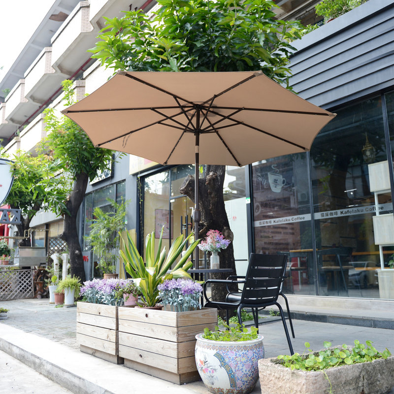 274.32cm Lighted Tilt Market Parasol, Beige