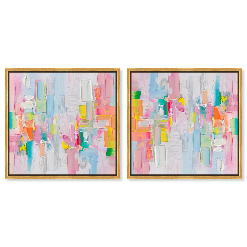 «Color Symphony II», ensemble de couleurs saturées par Art Remedy, H 17 po x l 17 po, Cadre doré