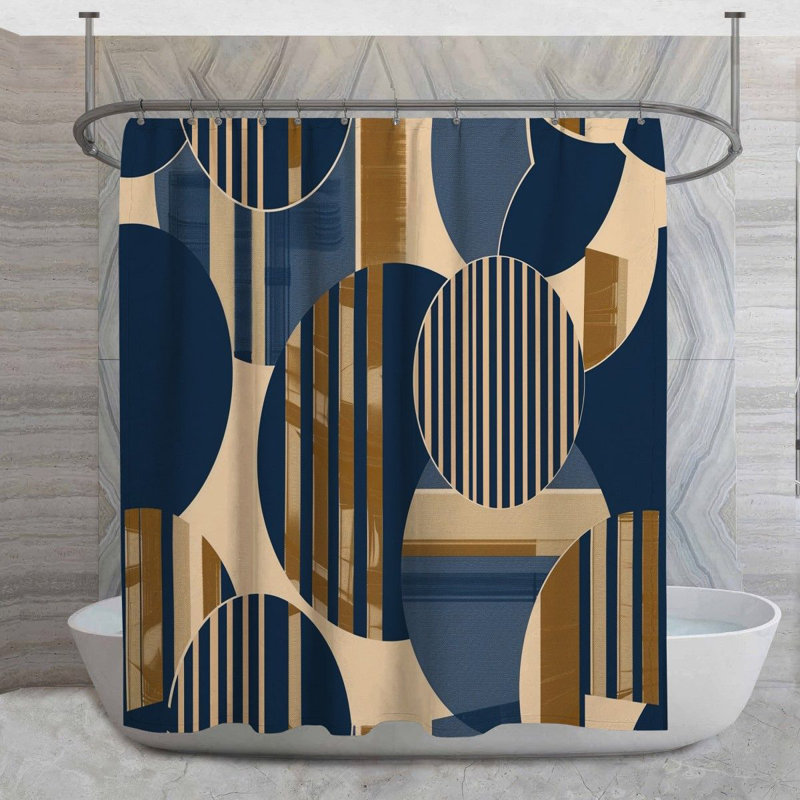 Rideau de douche Circles And Stripes, H 73 po x l 70 po