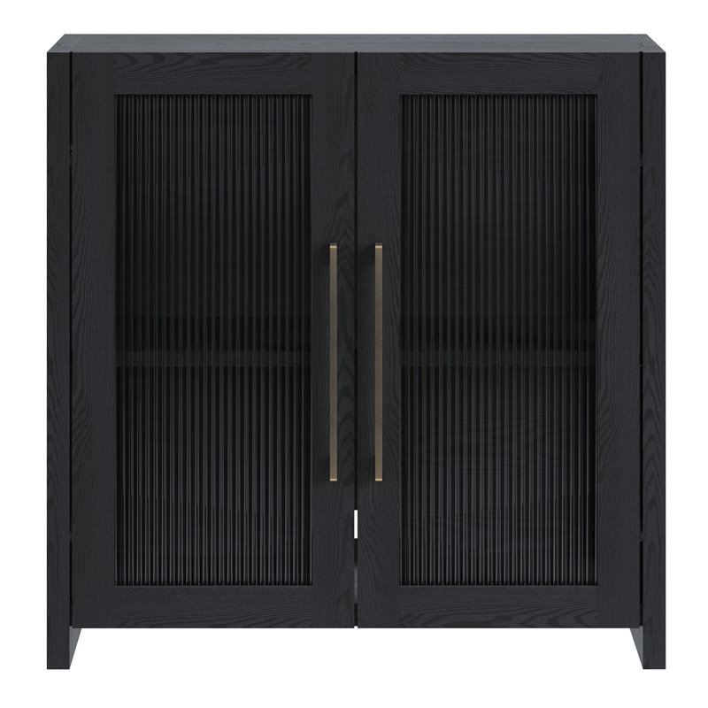 Clarkson 32" Wide Rectangular Accent Cabinet, Black Grain