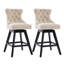 Ensemble de tabouret de bar pivotant avec structure en bois, beige-819482162