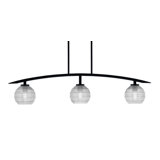 Kurve 3 Light Island Light Shown In Matte Black Finish With 6" Clear Ribbed Glass