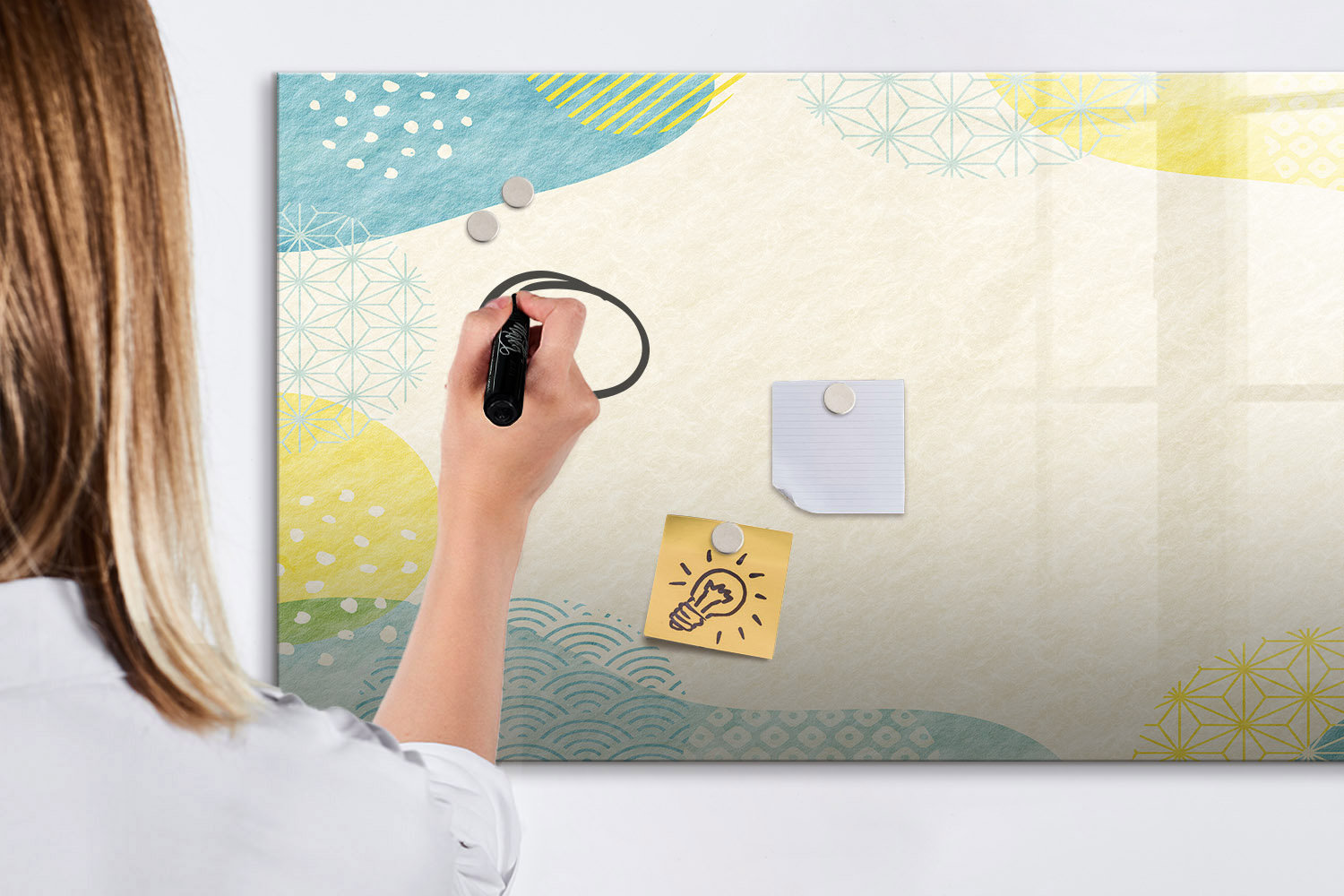Ivy Bronx Magnetic Memo Board Whiteboard - 120 x 60 cm - With Marker ...