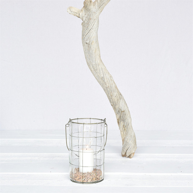 Lanterne en verre/métal ligero, H 8,5 po x l 4,75 po x P 4,75 po