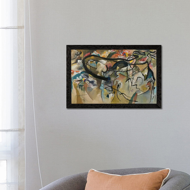 Composition V by Wassily Kandinsky - Painting on Canvas, 66.04 cm H x 45.72 cm W, Black Floater Framed