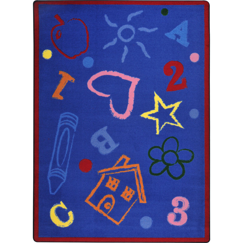 Tapis pour enfant Playful, Rectangle 3 pi 10 po x 5 pi 4 po, Bleu