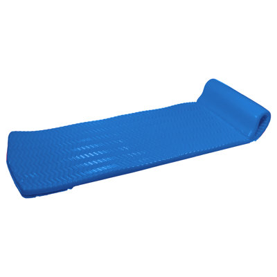 74" Blue Floating Foam Swimming Pool Mattress Lounger With Head Rest