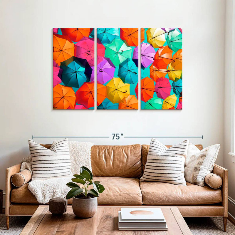 Kerner Colourful Umbrellas - Turquoise Sky III, 36" H x 57" W