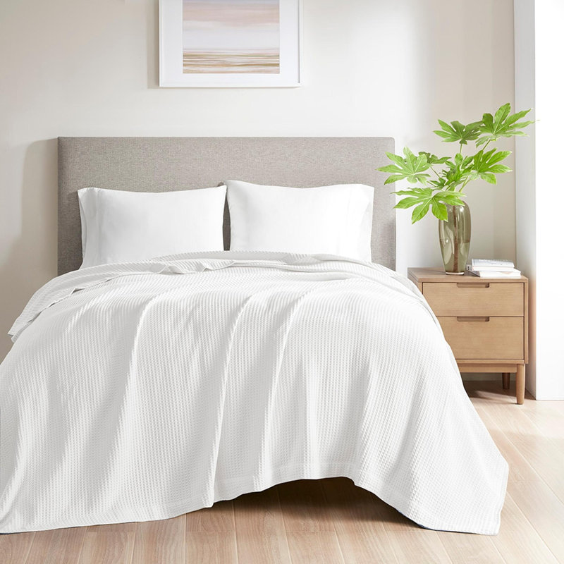 Couverture Modern Waffle Weave, Blanc, Grand lit