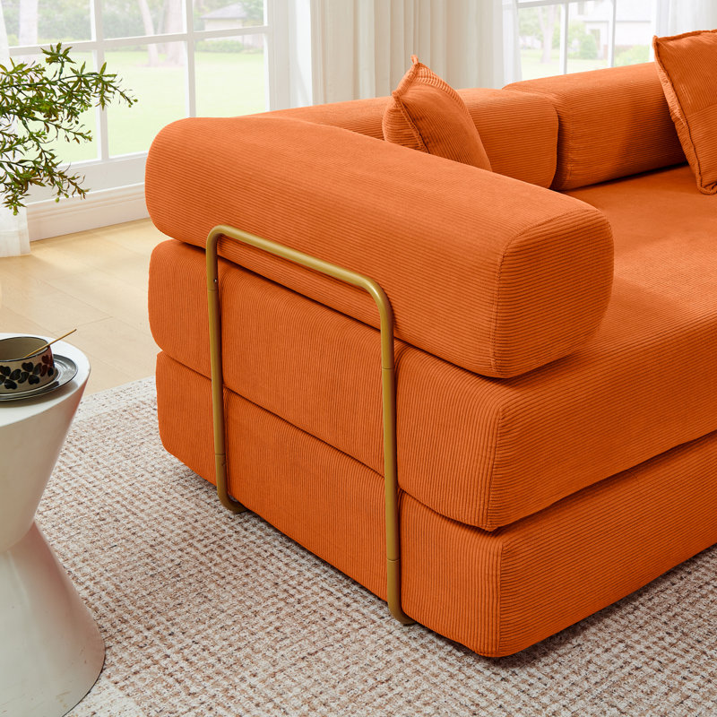 Canapé modulaire de 108 po avec méridienne en forme de L, méridienne désossée à assise profonde, canapés à compression en éponge sans assemblage requis, canapé-lit pliant moderne avec dossier amovible