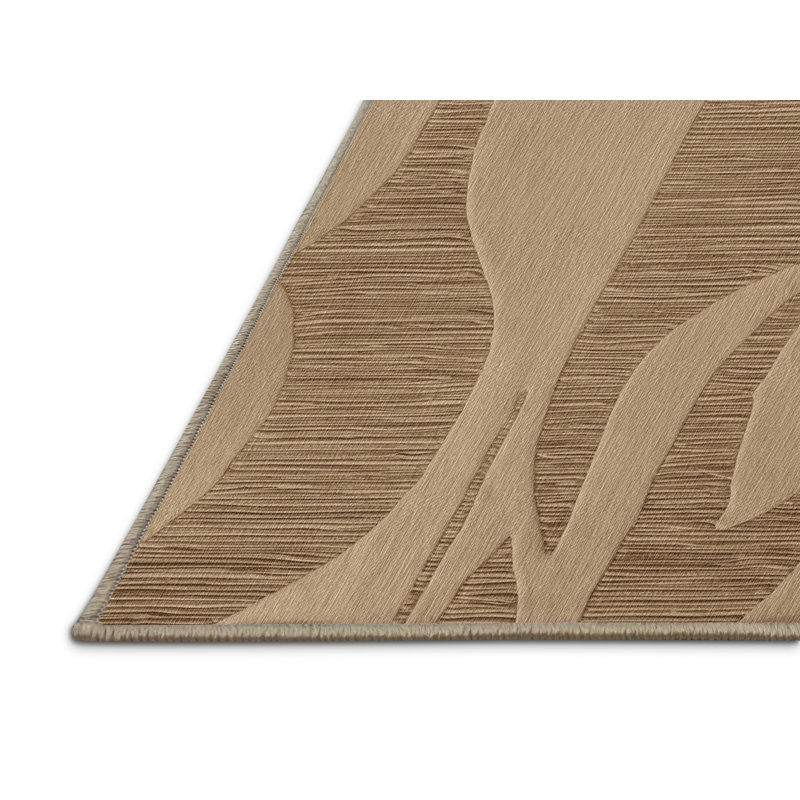 Machine Washable Abstract Brown Area Rug, Round 5'