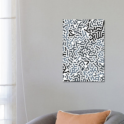 Organic Geo Digital Shapes Black by Ninola Design - Wrapped Canvas Gallery-Wrapped Canvas Giclée