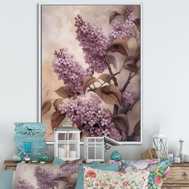 Lilas mauves parfumés III, Toile blanche, H 44 po x l 34 po x P 1,5 po