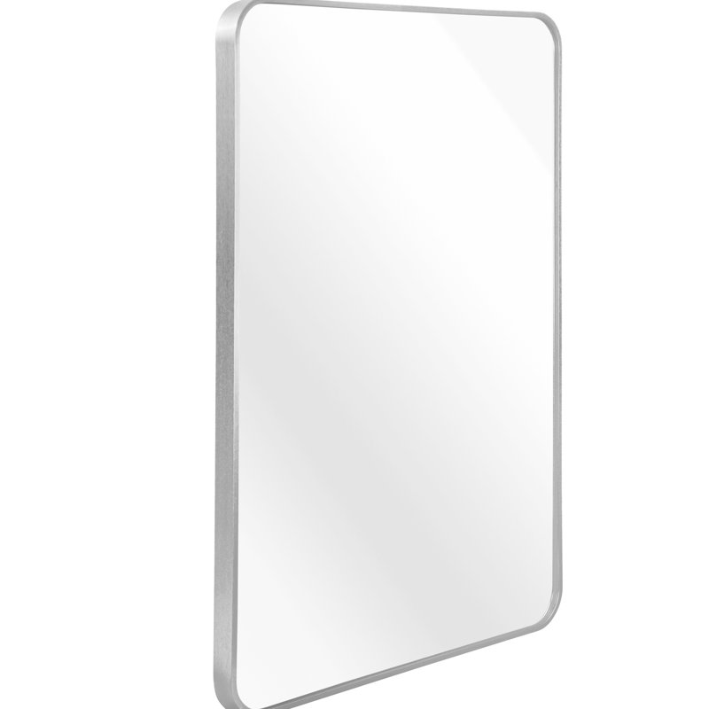 30X40 Inch Silver Metal Framed Rectangular Rectangular Bathrrom Mirror For Wall.(W2203134526), Silver