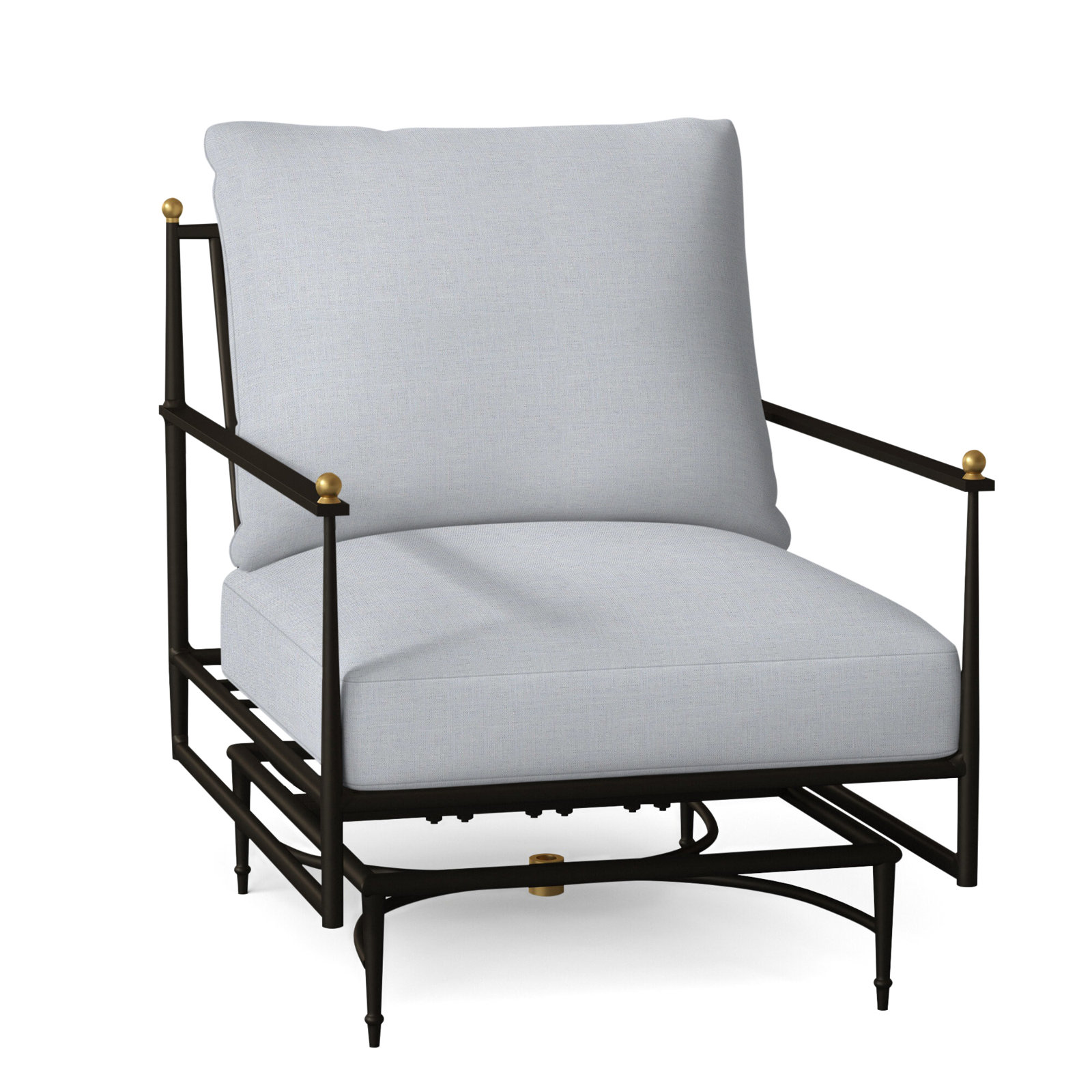 Roma Sunbrella® Patio Lounge Chair, No Welt, Standard Plus, Linen Chambray