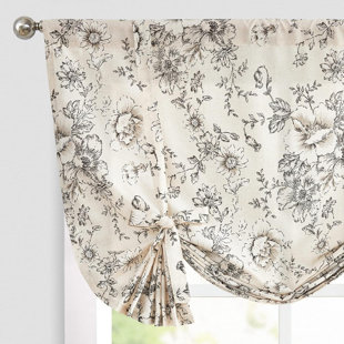 Cantonnière à motif floral en lin
