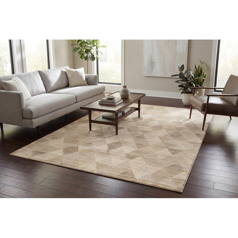 Tapis beige à motif géométrique Gerin, Rectangle 3 pi 11 po x 5 pi 7 po
