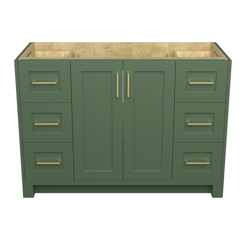 Base de meuble-lavabo simple en bois massif de 48 po Kalya seulement, À feuilles persistantes