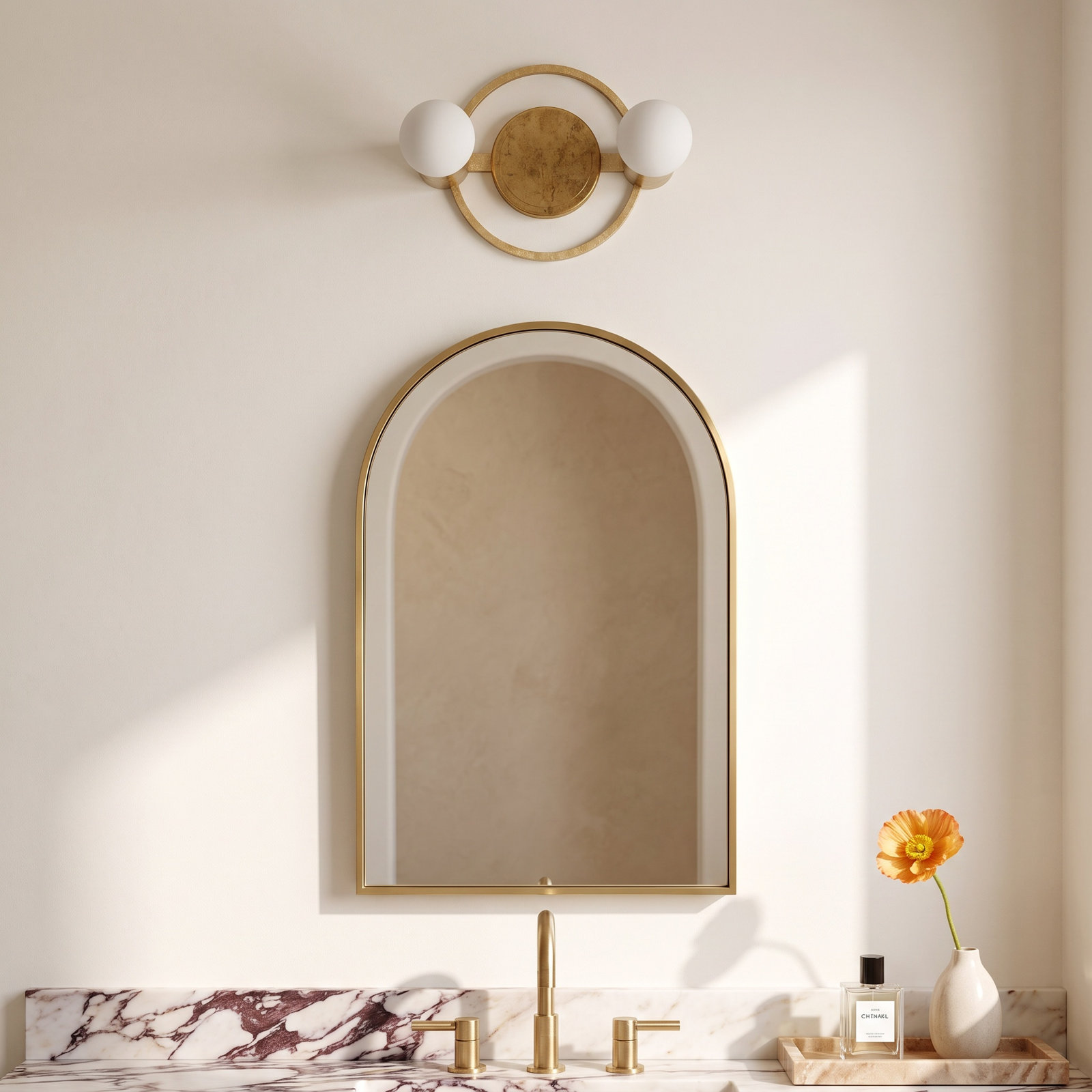 Camey 2 Light Dimmable Vanity Light, Gold Leaf