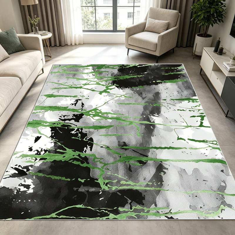 1PC Abstract Watercolor Green Trailing Willow Vine Botanical area rugs for Living Room, Soft, All seasons, Easy-maintain, Washable Indoor mat, Farmhouse suitable for for dining table, bedroom, kitchen...