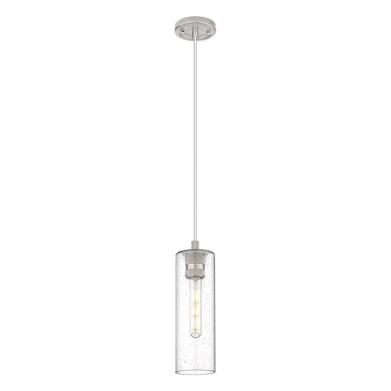 Luminaire suspendu à cordon 1 lumière Crown Point, H 13,25 po x l 4,5 po x P 4,5 po, Grainé, Nickel satiné