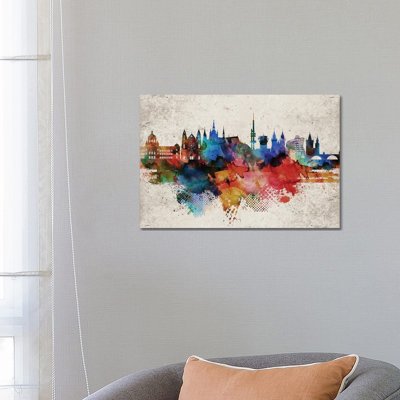 Prague Abstract Skyline 1 Piece Wrapped Canvas Wall Art