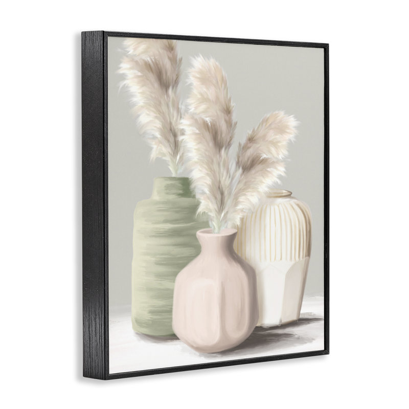 Doux vases Pampas encadrés, estampe de House Fenway, H 14 po x l 11 po, Giclée encadrée noir minuit