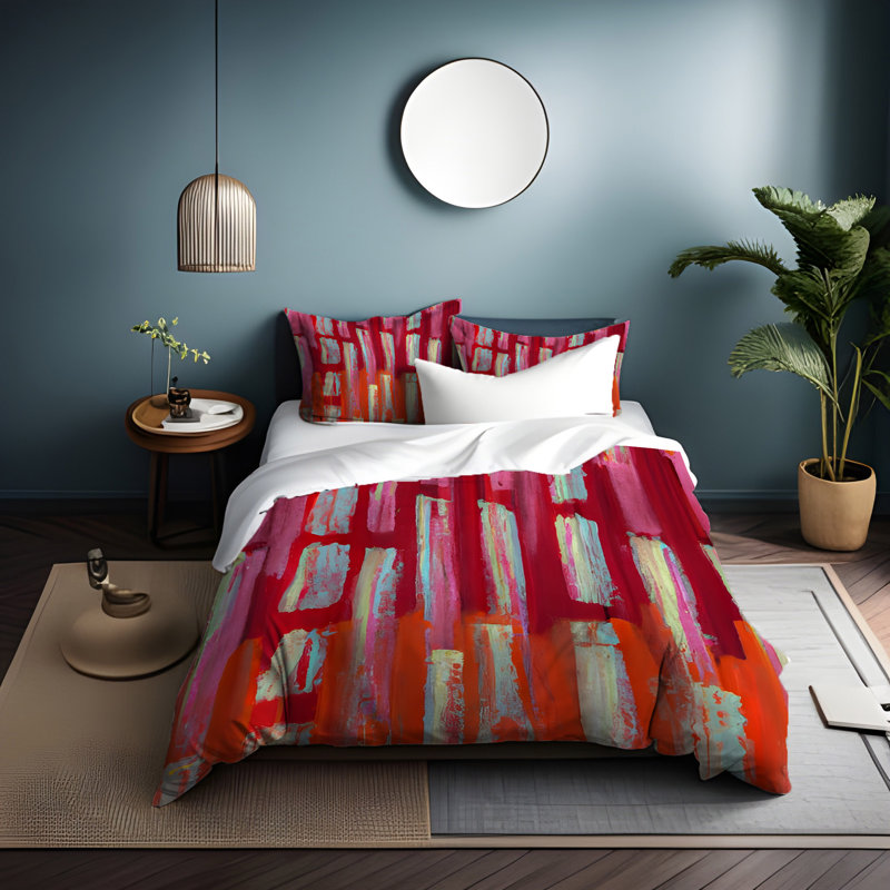 Polyester Abstract Duvet Cover, King Duvet Cover + 2 King Shams